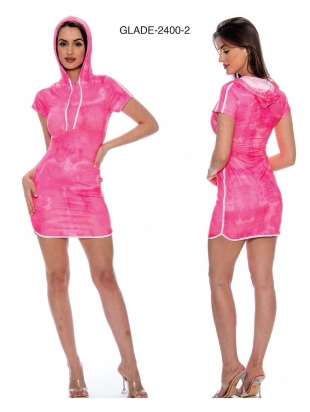 True Rock Hooded Mini Dress - Pink  - Large